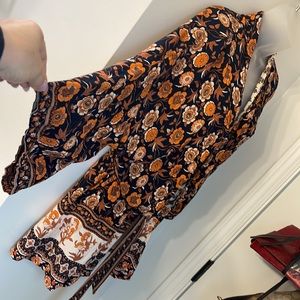 COPY - Large Black and orange coverup/kimono floral print